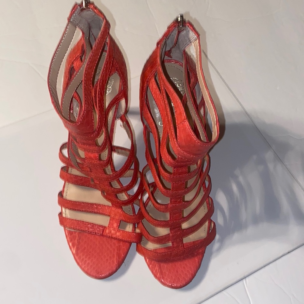 Vince Camuto Salmon colored open toed 4 inch heel shoes size 7 1/2 M